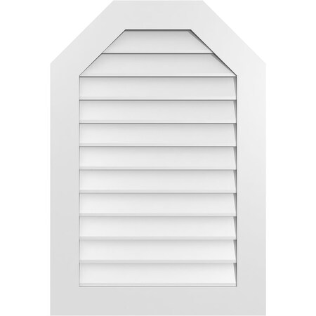 Ekena Millwork Octagonal Top Surface Mount PVC Gable Vent w/ 3-1/2"W x 1"P Standard Frame, 26"W x 38"H GVPOT26X3801SN